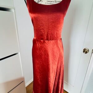VINCE. Elegant Burnt Orange Satin Dress